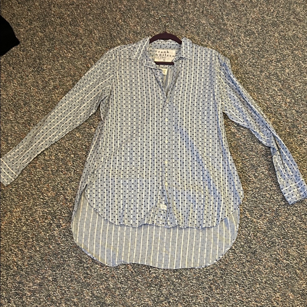 Frank & Eileen Blue Patterned Button-Up Shirt - image 1
